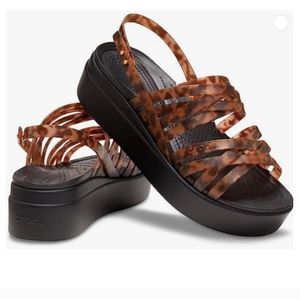 Crocs Brooklyn Tortoise Strappy Low Wedge